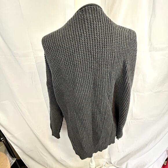 Universal thread Sweater XL black 3/4 sleeve cotton 2 pockets open front - Picture 3 of 8